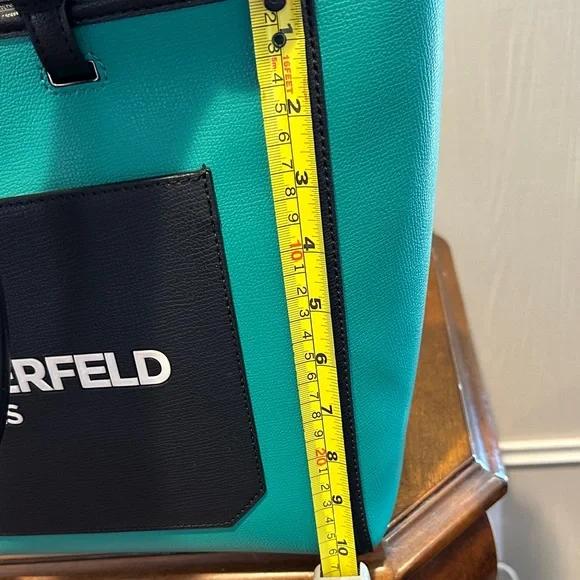 Karl Lagerfeld Turquoise and Black Tote - Picture 13 of 15